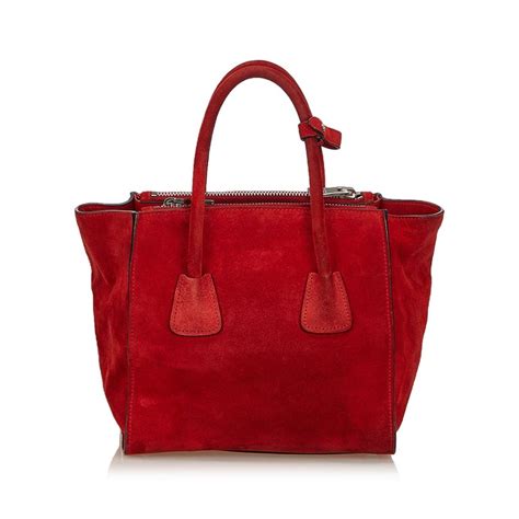 red suede prada handbag